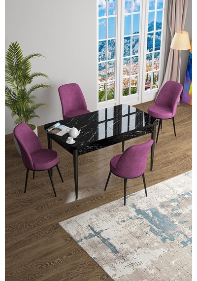 Canisa Concept Han Serisi 70x114 Açılabilir Mdf Mutfak Masası Takımı Siyah Mermer Desen Masa 4 Mor Sandalye Masa Siyah Mermer Sandalyeler Mor Canisa Concept Han Serisi 70x114 Açılabilir Mdf Mutfak Masası Takımı Siyah Mermer Desen Masa 4 Mor Sandalye Masa Siyah Mermer Sandalyeler Mor