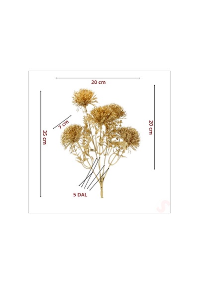 Yapay 5 Dallı Tomurcuk Cipso Demeti, 35cm X 20cm Diğer