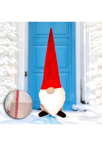 Yılbaşı Noel Baba Kapı Stoperi Bej Ekose