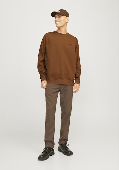 Jack & Jones Erkek Gögüs Logo Baskili Sweatshirt - Blachad 12261386 Nuthatch Siyah