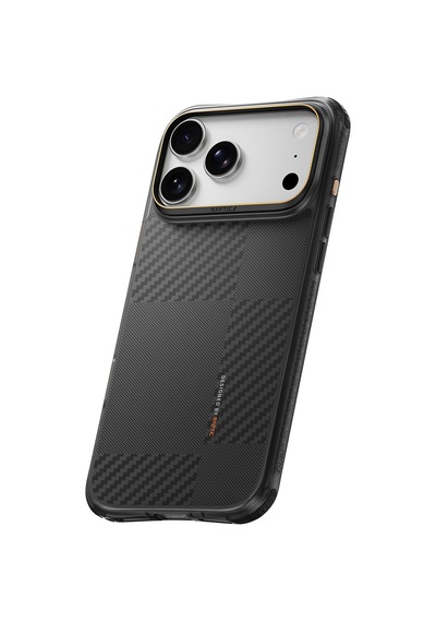 Apple iPhone 18 Pro Kılıf M-safe Uyumlu Raptic Aramid Dual Karbon Fiber Mondrian Serisi Kapak Siyah