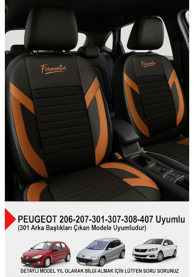 Formentor Tay Tüyü Oto Koltuk Kılıfı Peugeot 206-207-208-306-307-407 Uyumlu Taba