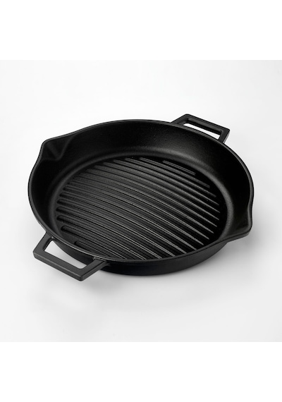 Lava Döküm Yuvarlak Izgara Tava Metal Kulplu Taban Konkav 15 MM