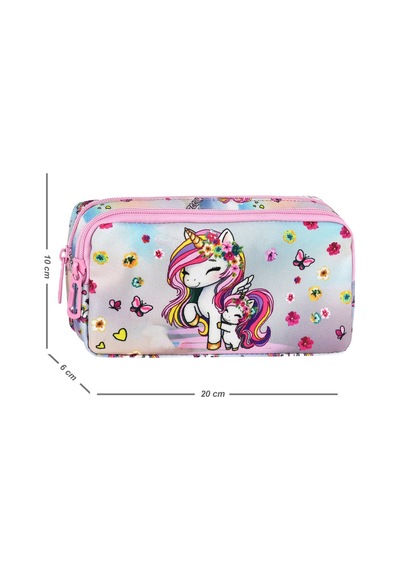 Waddell Pembe Unicorn Desenli 2 Cepli Kalem Kutusu,kalemlik