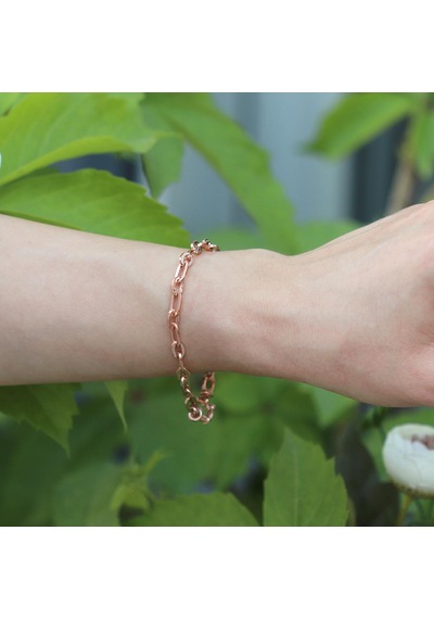 Trend Geçme Zincirli Rose Gold Kaplama Hallow Bileklik Gümüş
