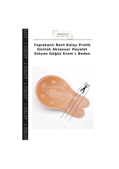 Astrid T Yapışkanlı Bant Kolay Pratik Günlük Aksesuar Hayalet Sütyen Göğüs Krem L Beden Çok Renkli