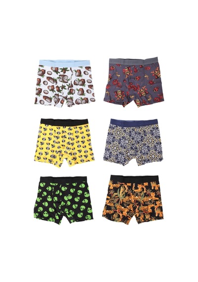 Harry Jons Erkek 6'lı Desenli Renkli Pamuklu Premium Paket Boxer Karışık Karışık