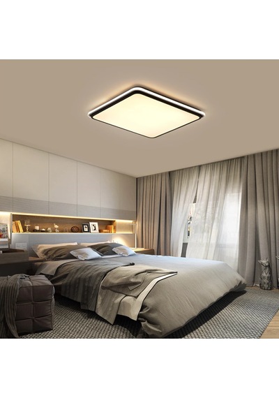 Siyah Kare Kumandalı Dimli 3 Işık Renkli 60x60cm Led Tavan Lambas Siyah