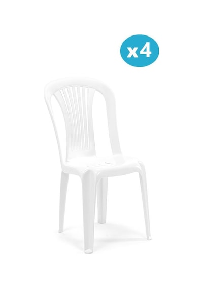 Omnipazar Sy-2520 Manolya Plastik Bahçe Sandalye Beyaz 4'lü Set Beyaz