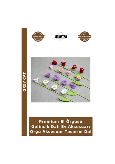 Premium El Örgüsü Gelincik Dalı Ev Aksesuarı Örgü Aksesuar Tasarım Dal Çok Renkli