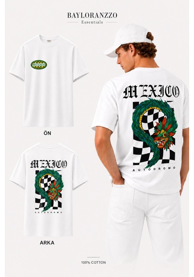 Bayloranzzo Mexico %100 Pamuk Heavy Cotton Premium Kalite Erkek Tişört Beyaz