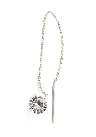 Swarovski Taşlı 925 Ayar Gümüş Zincir Tek Küpe