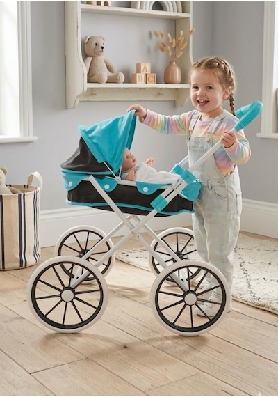 Havalı Pusetim Katlanabilir Büyük Tekerlekli Metal 72cm Ayarlanabilir Tenteli Oyuncak Puset