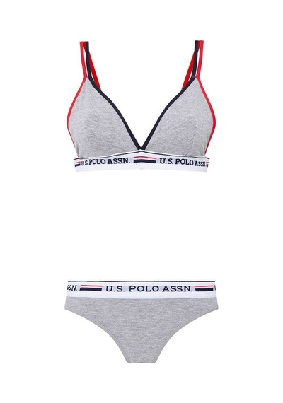 U.S. Polo Assn. Kadın Gri Melanj Büstiyer Slip Takım 66254 Gri