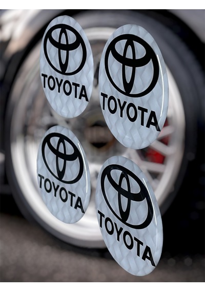 Toyota Jant Göbeği Damla Etiket 4 Lü Oto Universal Jant Göbeği 3d Jant Arması Damla Sticker Seti Çok Renkli