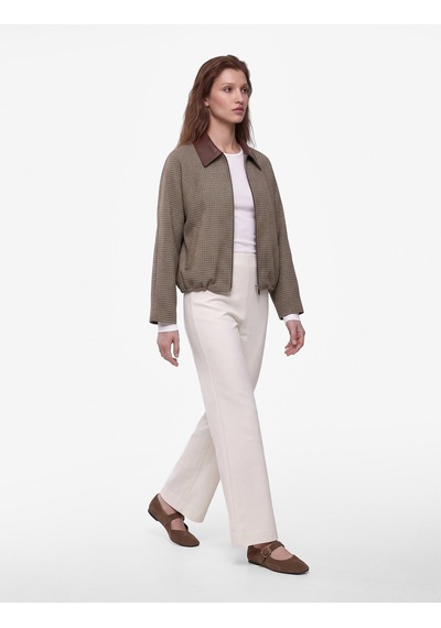 Koton Normal Bel Straight Fit Geniş Paça Kumaş Pantolon Ekru 7wak40130ek