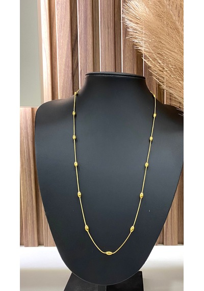 Altın / Gold Renk Oval Toplu 316l Çelik Kolye Gold