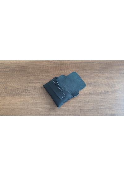 Sumerian Leather Craft Minimalist Deri Kartlık Siyah Rfid Kart Koruma Hediye Siyah