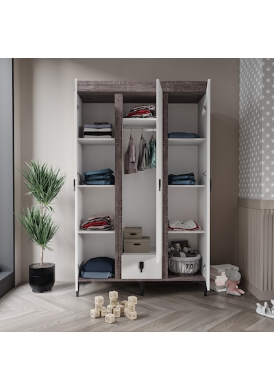 Afilli Rose 3 Kapaklı Tek Çekmeceli Dolap Beyaz Ve Berlin Renk