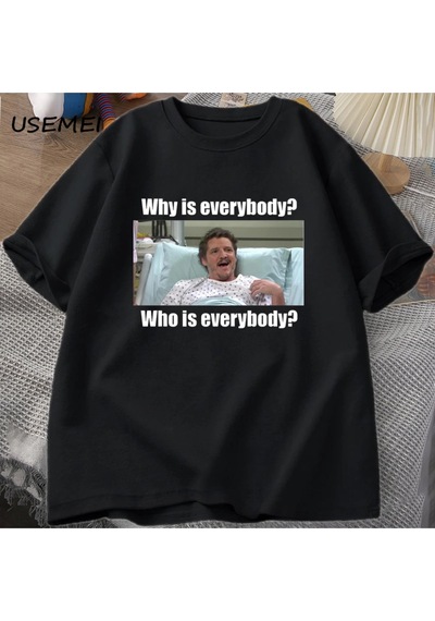 Startmore Pedro Pascal Snl Neden T-shirt Adam Komik Teepamuk Kısa Kollu Erkek Pamuk T-shirt Yaz 3039 Siyah
