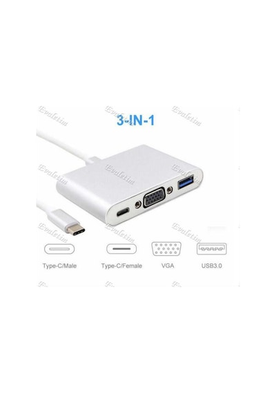Usb 3.1 Type C To Vga Usb 3.0 4961A Çevirici Dönüştürücü Adaptor