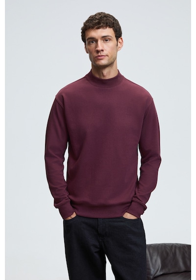Grımelange QUILLA Erkek Yarım Balıkçı Basic Bordo Sweatshirt