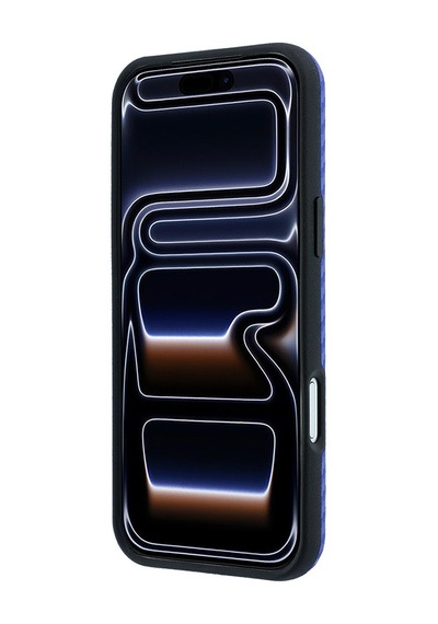 Apple iPhone Uyumlu 18 Pro Max Kılıf Bmw Lisanslı M-safeli Karbon Fiber Ve Metal Logolu Pu Deri Kapak Mavi