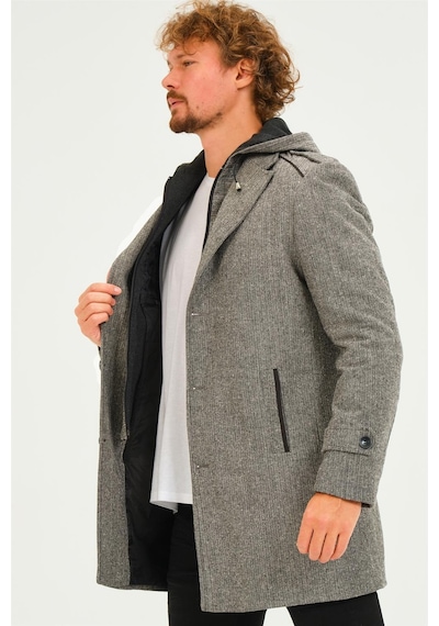 Plt8401 Dewberry Erkek Palto-Diagonal Gri-Diagonal Gri