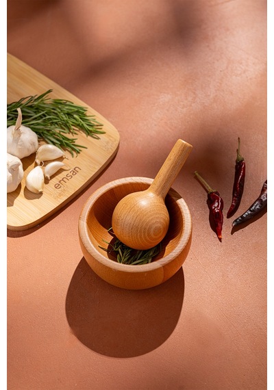 Emsan Rustik Bambu Havan Yuvarlak