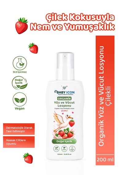 Doğal Vegan Çilekli Yüz Ve Vücut Losyonu 200 Ml