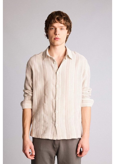 Defacto %100 Pamuk Boxy Fit Gömlek F8607ax26spbg766 Bej-bg766