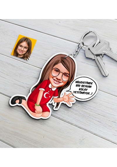 Kişiye Özel Kız Çocuk Kolay Yetişmiyor Karikatürlü Ahşap Anahtarl N11.12967