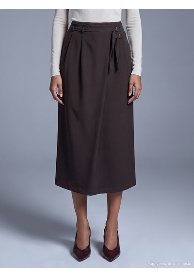 Dilvin 81085 Kemerli Midi Etek-kahve