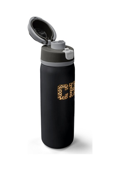 Coral High Siyah Leopar Ch Harf Desenli Pipetli Ve Direkt İçim Çelik Termos 800 Ml 38506 Siyah - Sarı