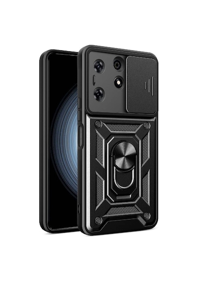 Tecno Spark 10 Pro Kılıf Sürgülü Tank Zırh Yüzüklü Mıknatıslı Standlı Kapak S-vega