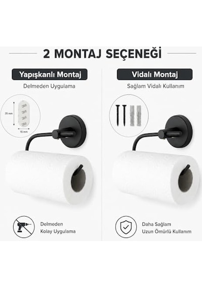 Lotus Siyah Kağıt Havluluk, Yapışkanlı Ve Vidalı Montajlı Rulo Havlu Askısı, Mat Siyah Statik Boyama, 35 Mm Oval Bantlı Mutfak Ve Banyo Kağıt Havlu Tutucu Diğer Lotus Siyah Kağıt Havluluk, Yapışkanlı Ve Vidalı Montajlı Rulo Havlu Askısı, Mat Siyah Statik Boyama, 35 Mm Oval Bantlı Mutfak Ve Banyo Kağıt Havlu Tutucu Diğer