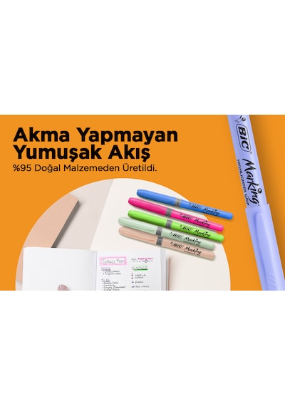 Bic Marking Highlighter Grip Fosforlu Kalem Pastel Ve Neon Renkler 18'li Set Çok Renkli