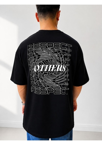 525 Oversize Sırt Baskılı Streetwear Unisex T-shirt Others Siyah