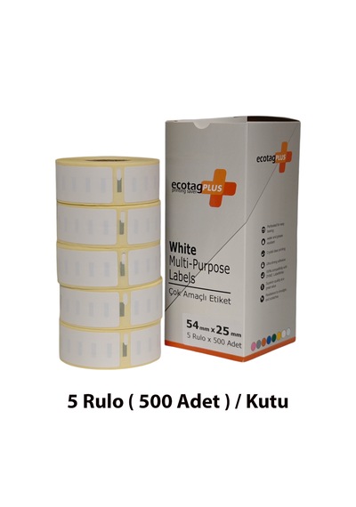 Ecotagplus Dymo Muadili Etiket - 54 Mm X 25 Mm - 5 X 500 Adet - Eko Paket - 11352 1