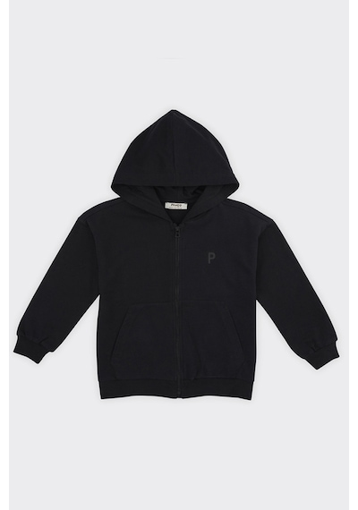 Unisex Çocuk Fermuarlı Siyah Sweatshirt 17013617