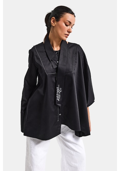 it's basic Kadın Siyah Renk Oversize Tasarım Gömlek