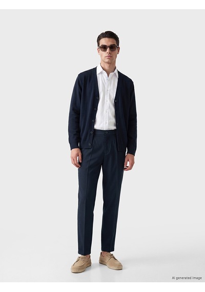 Lcwaıkıkı Classic Lacivert Regular Fit V Yaka Erkek Triko Hırka