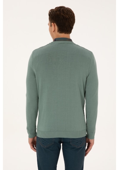 U.S. Polo Assn. Erkek Slim Fit Bisiklet Yaka Mint Kazak 50308323-VR090