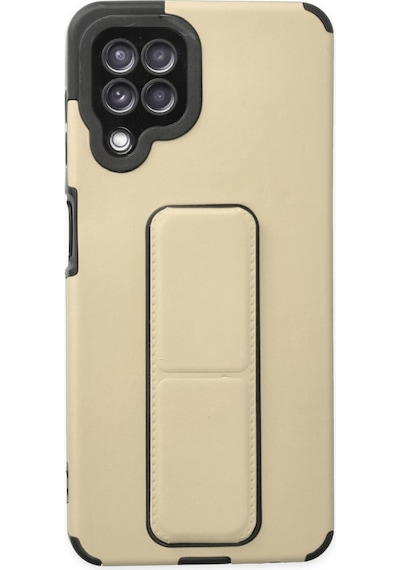 Samsung Galaxy  Uyumlu,  A22 Kılıf Mega Standlı Silikon - Gold
