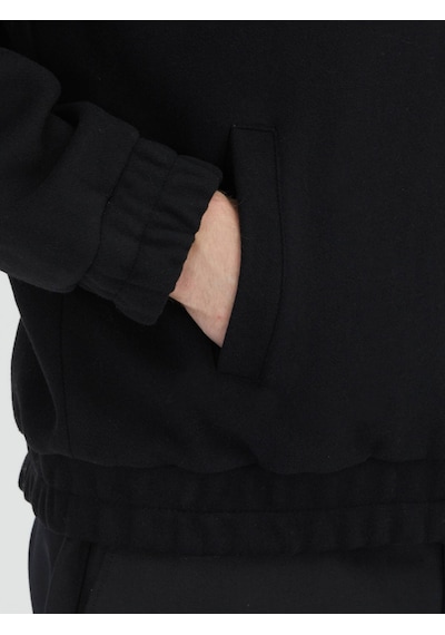 Kip Siyah Comfort Fit Dik Yaka Casual Dokuma Mont Siyah