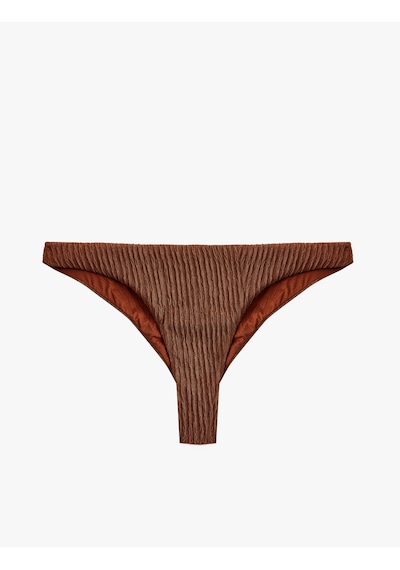 Koton Dokulu Parlak Brazilian Bikini Altı Kahverengi 6sak00201mm Kahve