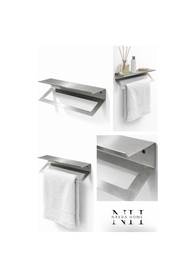 Raflı Havlu Askılığı Paslanmaz Çelik Yapışkanlı Vidalı Banyo Raflı Havluluk Inox