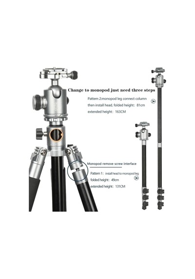 Ht-t03 Çok Fonksiyonlu 360 Crossbar Tripod Profesyonel Yatak Dikey Panaromik Başlı Tripod Makro Hassas 160 Cm