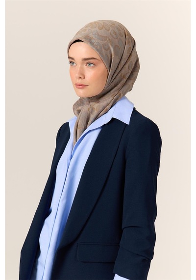 Silk Home Viskon Karışımlı Velora Eşarp Gri-bebe Mavi-yağ Yeşili Desenli Yumuşak Dokulu Tok Duruşlu 90x90 Çok Renkli