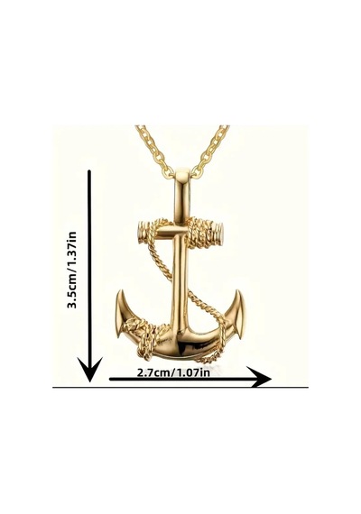 Yıwushı 1 Adet Vintage Boy's Navy Anchor Hip Hop Titanyum Çelik Çapa Kolye Altın Sarısı